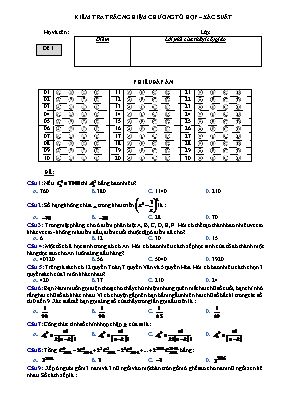 Kiểm tra trắc nghiệm chương Tổ hợp  xác suất